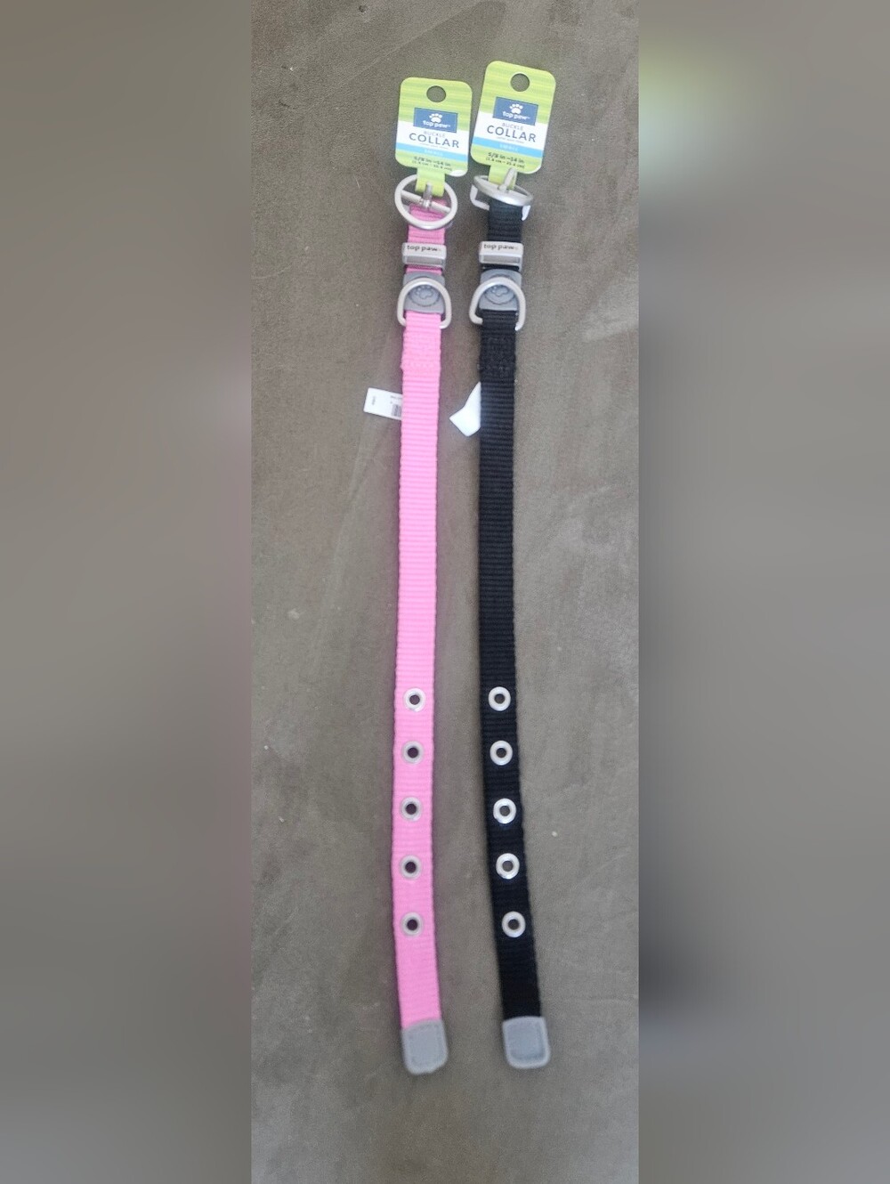 Top Paw Dogs Adjustable Collars in Pink and Black - 2-Pack Small 5/8" - 14"